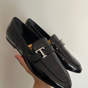 Authentic Tod’s Black Patent leather loafer shoes size 39